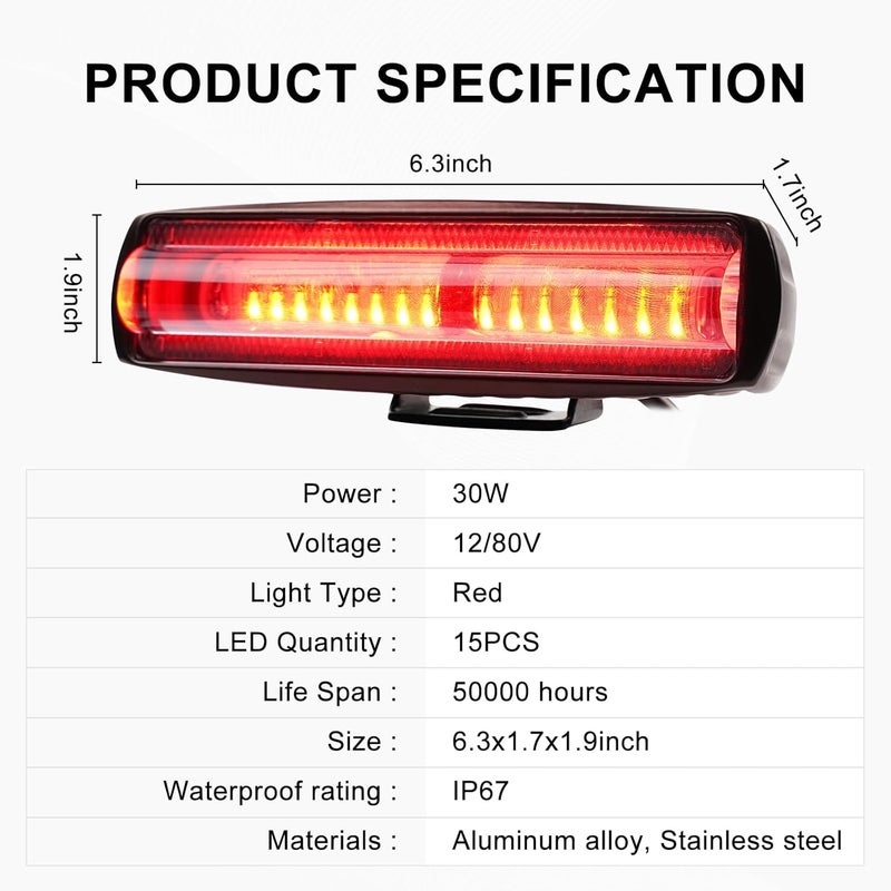 BORDAN 1 Pack Forklift Warning Light LED Forklift Safety Light, Pedestrian Red Zone Warning Lamp, Red Line Boundary Warehouse Work Light Truck 30W, DC12-80V - Image 4